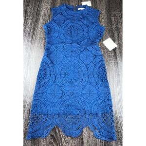 Stella Luca Women's Blue Lace Sheath Dress Size M Sleeveless Cocktail Party